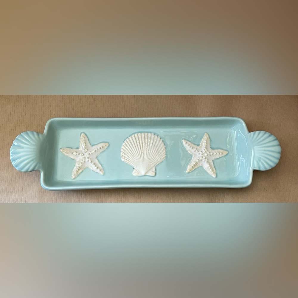 Shoreline Collection Seashell Starfish Rectangle Serving Platter